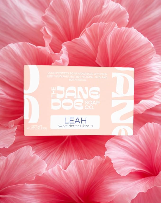 Natural Handmade Cold Process Bar Soap - Made with Olive oil, Coconut oil, Castor, Shea Butter, and Kaolin Clay-Plant Based, Vegan, Moisturizing, Hand/Body Soap! 1 Bar (Leah Sweet Nectar Hibiscus)