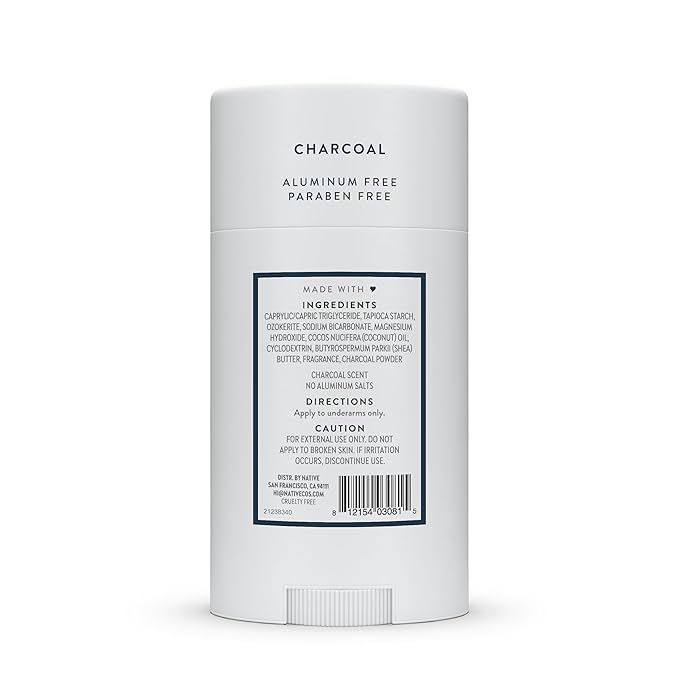 Native Deodorant | Natural Deodorant for Men, Aluminum Free with Baking Soda, Probiotics, Coconut Oil and Shea Butter | Charcoal