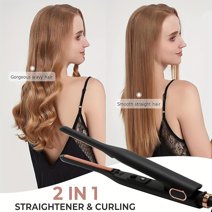 3/10”Thin Pecil Flat lron All in one Styling Tool，Mini Hair Straightener,，Micro Hair Straightener，Small Flat Irons for Short Hair, Curls Bangs, Dual Voltage，Plus Travel Friendly