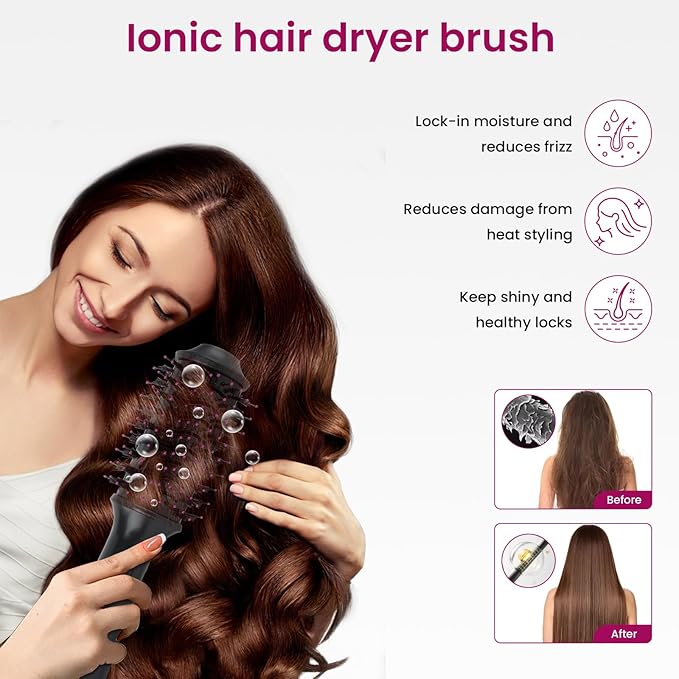 Hair Dryer Brush Blow Dryer in One, Upgraded 4 in 1 Hair Drying Hair Blowout Brush,One Step Hair Dryer and Styler Hot Air Negative Ion Anti-frizz Blowouts, Salon Volumizer & Straightener