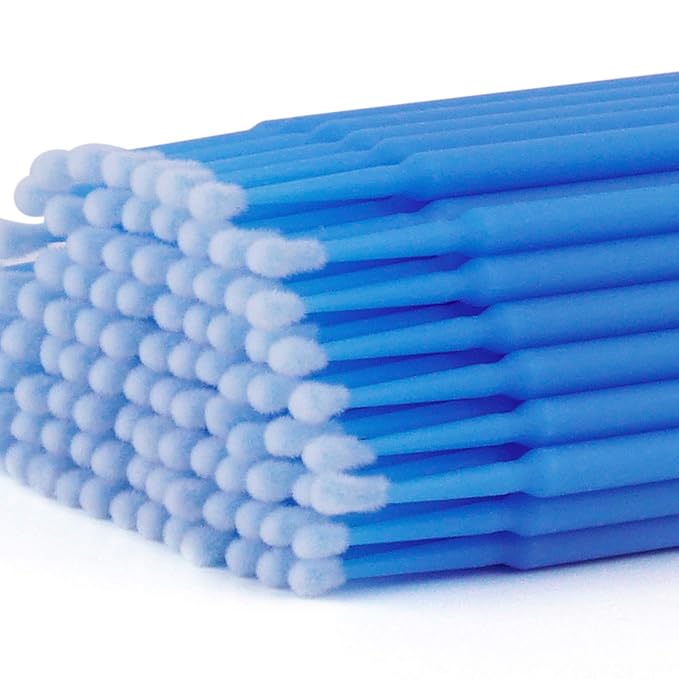 Cuttte 500PCS Disposable Micro Swabs for Eyelash Extension, Micro Applicators Eyelash Swabs for Makeup Application Blue (Head Diameter: 2.5mm)