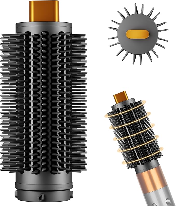 Round Brush Attachment Upgraded for Dyson Airwrap, Round Volumizing Brush for Dyson Air wrap HS01/05/08 Accessories for Straighten Dry Curls Add Volume, Gold