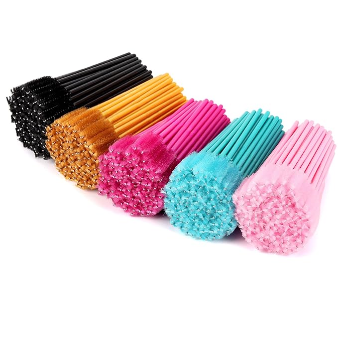 Tbestmax 500 Disposable Mascara Wands Eyelash Brush Spoolies for Eyebrow Eye Lash Extension, Makeup Brushes Applicators Kits - 5 Colors