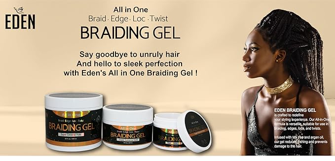EDEN Braiding Gel (8 Fl oz) | No Flaking or Whitening
