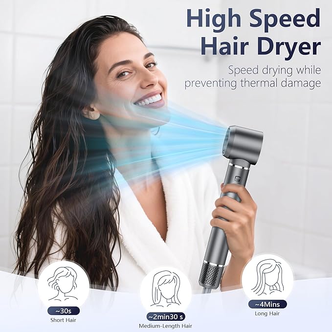 6-in-1 Multi Styler & Professional Hair Dryer Brush, Frizz-Free Hot Air Wrap Hair for Fast Drying, Volumizing, Straightening, Curling Without Heat Damage, Gift for All Hair Types' Women (Gray)