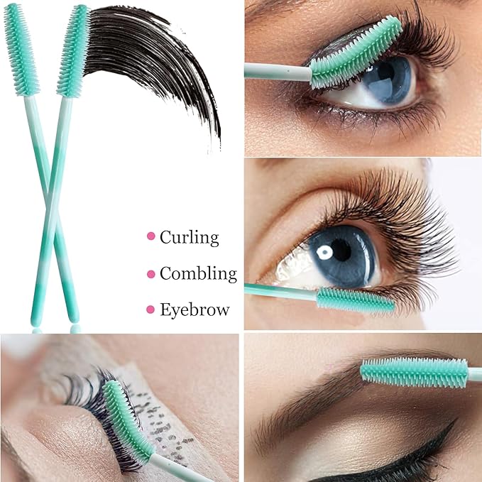 BIHRTC 100PCS Mascara Wands Lip Applicators Liner Brushes Makeup Tools Silicone Disposable Eyebrow Brushes Makeup Brush Eye Lash Extension for Women Girls Salon Beauty Cosmetic Make Up Tool