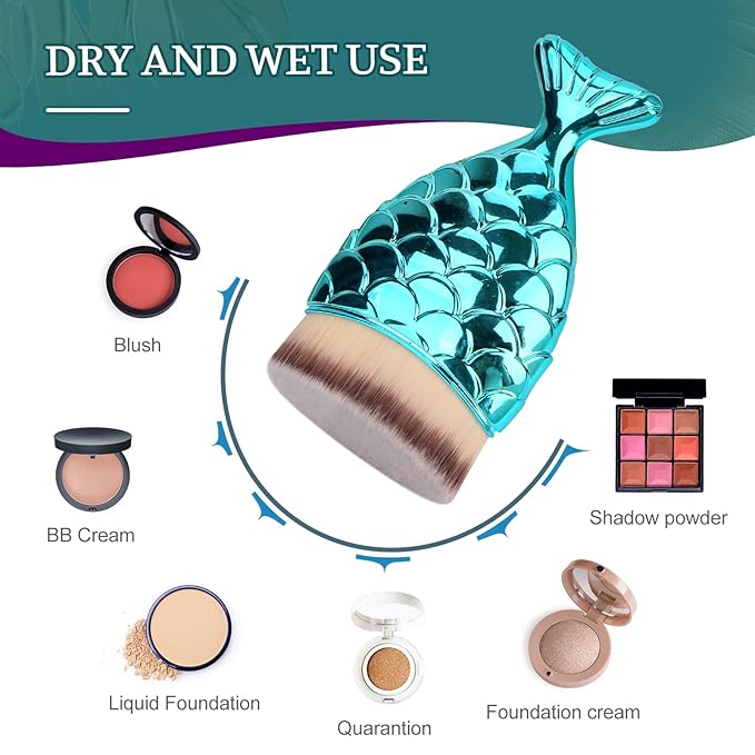 UNIMEIX Sunscreen Brush for Face Kabuki Brush Sunscreen Applicator for Kids Foundation Makeup Brushes for Liquid Foundation Powder Cream Contour Buffing Stippling Blending (Cyanblue)