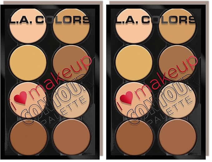 L.A. COLORS I Heart Makeup Contour Palette, Light to Medium C30352 (Pack of 2)