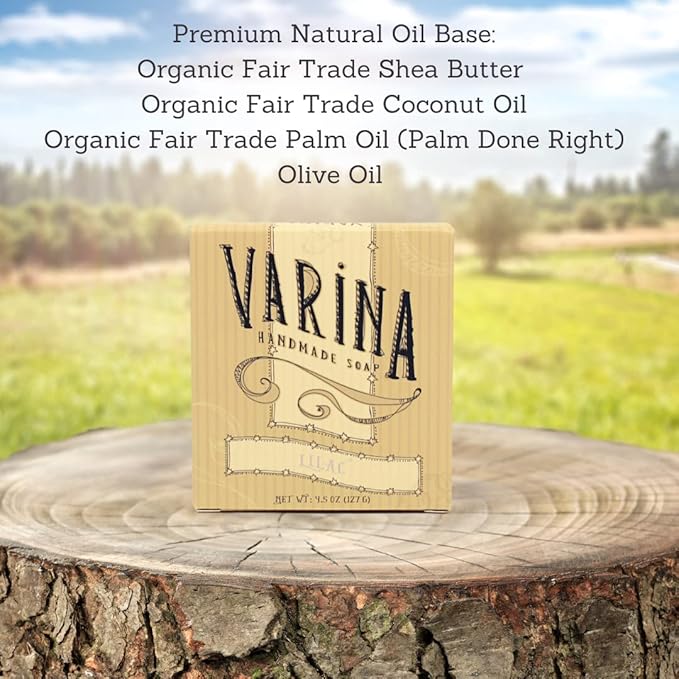 Natural Lilac Bar Soap - Gentle Cleansing for Sensitive Skin, Floral - 3 Pack