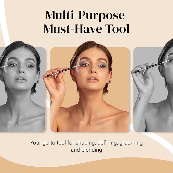 KESHIMA Eyebrow Brush Duo – Premium Angled Eye Brow Brush & Spoolie – Precision Eye Makeup Tool for Applying & Blending Powder, Gel & Liquids