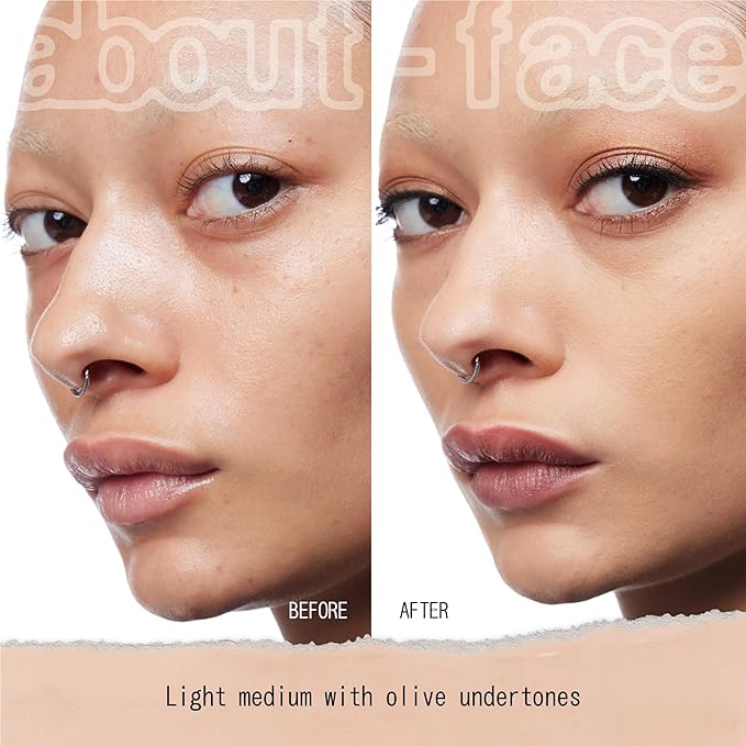 about-face THE PERFORMER Skin-Focused Foundation LM2Olive – Medium Coverage, Long-Wear, Breathable & Buildable Base – Clean, Vegan, Hydrating Formula with Blue Agave & Chlorella – 1.08oz