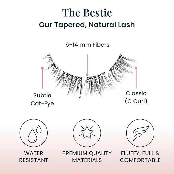 FlutterHabit Bestie Ready Set Starter Kit, DIY Eyelash Extensions, Lash Clusters for Women, Professional Quality At Home Eyelash Extension Kit, Natural False Lashes, 3 Lash Sets, Lash Glue Included
