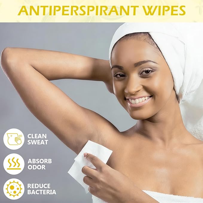 Timgle 150 Pcs Mini Travel Deodorant Wipes Individually Wrapped Antiperspirant Armpit Deodorant Body Sweat Wipes for Teens Women Men Sports Travel Underarm Sweating(Lemon)