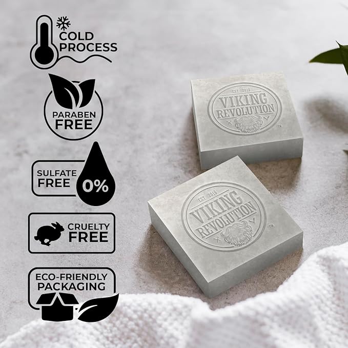 Viking Revolution Peppermint Natural Soap for Men - Eucalyptus Mens Soap Bar with Essential Oils Cold Pressed Bar Soap for Men - Nourishing Mens Bar Soap with Coconut Oil, Shea Oil, Almond Oil(2 Pack)