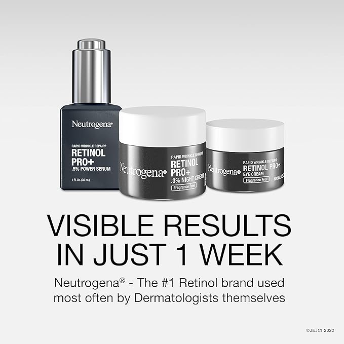 Neutrogena Retinol Pro+ Anti-Wrinkle Night Moisturizer, Rapid Wrinkle Repair, Anti-Aging Face & Neck Cream, Formulated without fragrance, parabens, dyes, & phthalates, Retinol, 1.7 oz