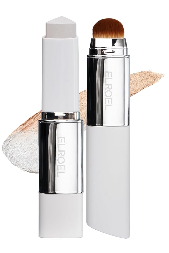 BLANC Cover Cream Stick V - Korean Color-Changing Foundation with Detachable Brush - Full to Medium Coverage Base Makeup (201 Light, 0.45 oz)