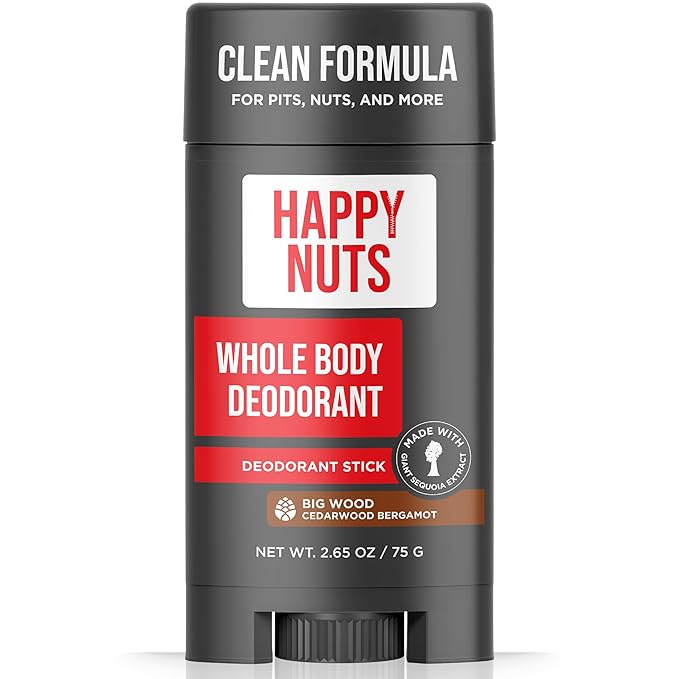 Happy Nuts Whole Body Deodorant for Men - Full Body Odor Control - Ideal for Perfect for Pits, Groin, and More - All Day Confidence - Powerful & Effective Men's Deodorant (Big Wood)
