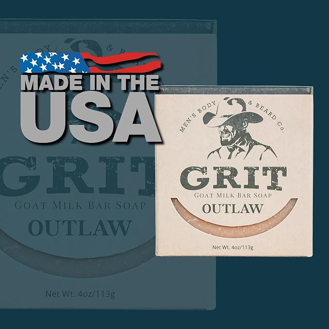 GRIT Goat Milk Soap Bar Outlaw | Dye-Free Soap Bar | Enriched with Nourishing Goat Milk | 4 oz