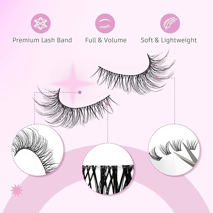 False Eyelashes Natural Kit Cat Eye Lashes with Thin Band Wear Comfortable Black Fake Lashes 10 Pairs Lash Applicator Tool at Home by FADLASH, BY004