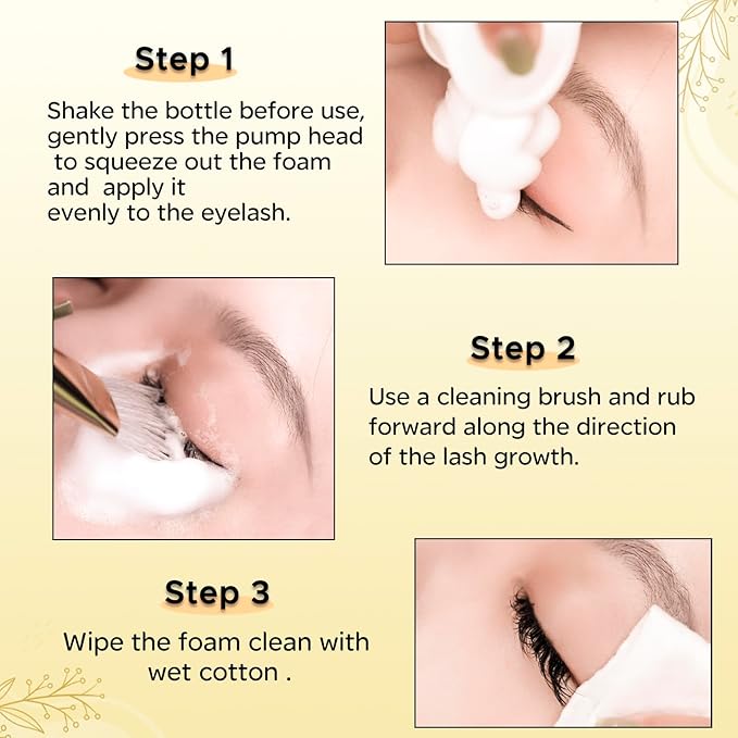 Lash Shampoo -100 ML Eyelash Shampoo Eyelash Extension Cleanser for Lash Extensions with Brush Eyelash Wash for Extensions & Natural Lashes/Paraben & Sulfate Free Safe Makeup Remover