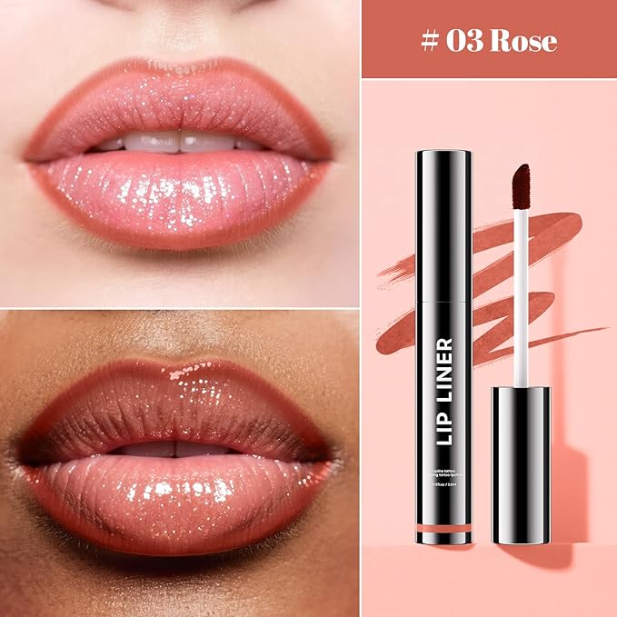Lip Stain Peel Off - Long-Lasting Lip Liner, Creamy Matte Lip Makeup Waterproof & Smudge-Proof Lip Liner Stain, Highly-Pigmented Pencil for Shaping & Sculpting Lips (Rose)
