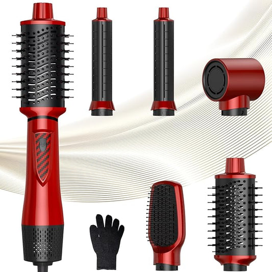 5 in 1 Blow Dryer Brush - Hair Dryer Brush & Air Curling Wrap Styler with Negative Ion Technology, Hot Air Styler for Drying, Curling, Straightening, at Home Styling Gifts for Women