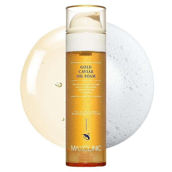 [K-Beauty] Gold Caviar Oil to Foam - All-in-One Korean Face Wash OilBased Foaming Facial Cleanser - Age-Defying, Moisturizing & Skin Firming Makeup Deep Cleansing Oil for Sagging Skin (3.88 fl oz)