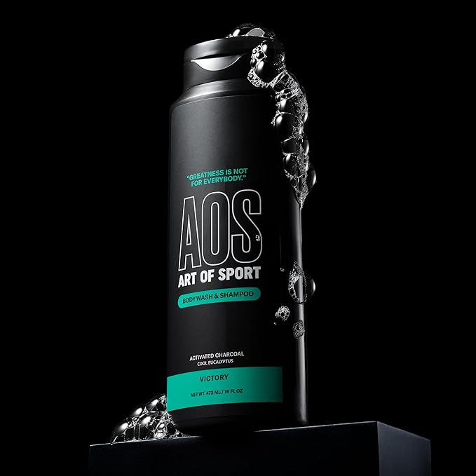 Art of Sport Men’s 2-in-1 Body Wash and Shampoo with Charcoal Activated, Eucalyptus Fragrance, Made for Athletes, Victory Scent, 16 fl oz (Pack of 2)