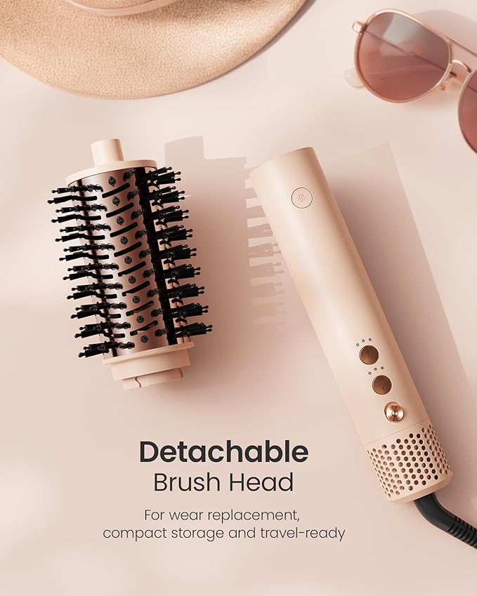 AIMIKE HyperFlow High Speed Blow Dryer Brush, One-Step Hair Dryer & Styler Volumizer, Detachable Hot Air Round Brush for Smooth Blowout, 3X Fast Drying & No Heat Damage, Travel Friendly, 3.3'' Overall