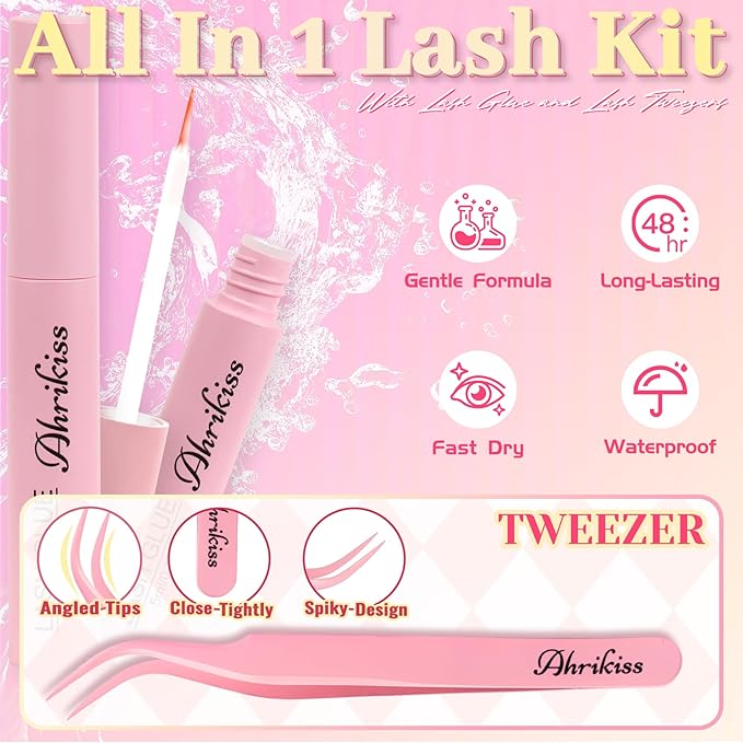 Ahrikiss Lashes Spiky Manga Lashes Anime False Eyelashes 8 Pairs Faux Mink Lashes Kit with Lash Glue and Lash Tweezers Cosplay Thick Fake Eyelashes Soft Wispy Strip Lashes (Doll Kit)