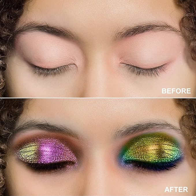 MAKI YIKA Glitter Eyeshadow Teal Liquid Multichrome Eyeshadows Long Lasting, Metallic Chameleon Eye Shadow Smudgeproof Holographic Eye Topper Glitters (#3 Dawn)