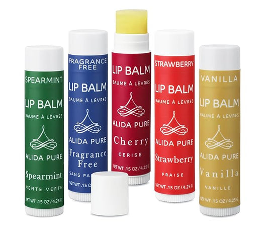 Melody Lip Balm Collection, Vegan Set, Beeswax Free, with Organic Jojoba and Avocado Oil, Vitamin E, Natural Moisturizer for Dry, Chapped Lips, 5 Tube Set