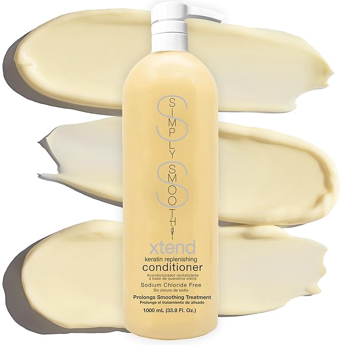 SIMPLY SMOOTH Xtend Keratin Replenishing Conditioner | Sulfate-Free Moisture Repair for Dry, Frizzy, Damaged Hair | Smooths, Softens, Strengthens, Color & Keratin Safe 33.8 Oz