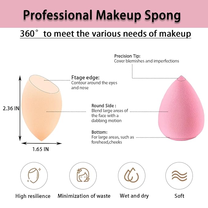 Makeup Brush Set Make up Brushes and Sponges Set Professional Blending Brush Foundation Brush Set Dual Ended Makeup Brush Kabuki Foundation Brush,For Contour,Eyeshadow,Face Beauty & 5 Piece Set