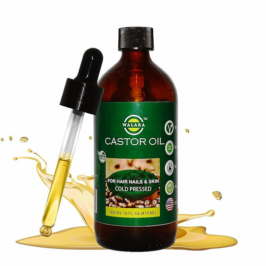 Pure 100% Original Castor Oil (16 oz) – USDA Certified Organic, Cold Pressed, Hexane-Free. Eyelash, Eyebrow & Hair Growth Stimulator, Skin Moisturizer & Hair Treatment