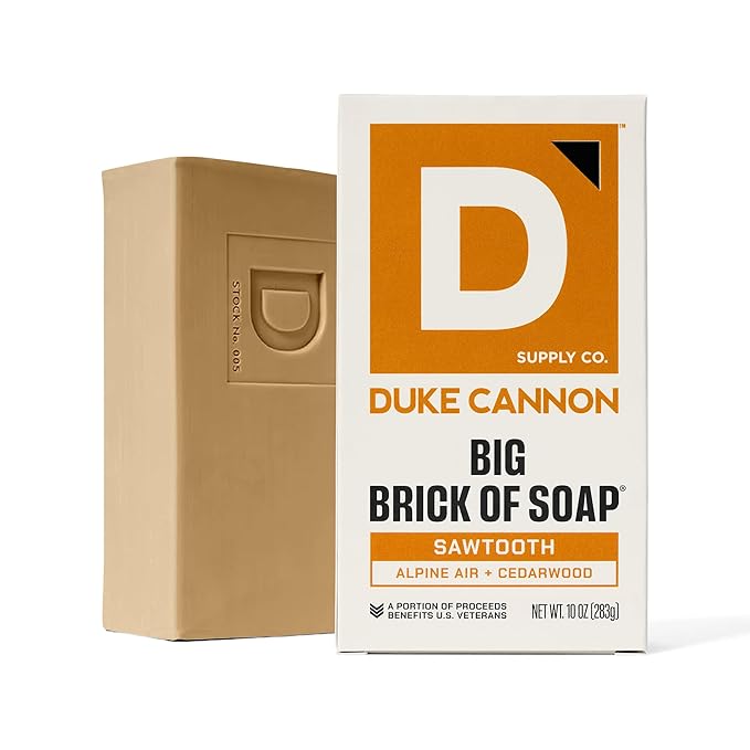 Duke Cannon Supply Co. Extra Large Bar Soap - Men's Natural Bar Soap with Masculine Scents - Made in the USA with Domestic & Globally Sourced Materials - All Skin Types - Big Brick - Sawtooth,10 oz