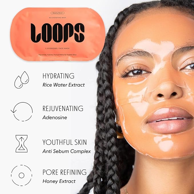 LOOPS Beauty St James Variety LOOP Set - Hydrogel Korean Face Mask for Every Skin- Four Collagen Face Masks and Eye Mask for Detoxifying, Repairing, & Rejuvenating
