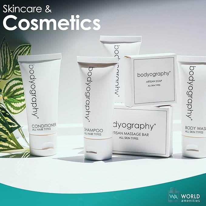 Bodyography blanc- Bulk Hand and Body Lotion | 300 Count | Vanilla White Tea, Mini Travel Size Toiletries (100% Recyclable Tube with Flip Top Cap) Hotel Amenities, for All Skin Types