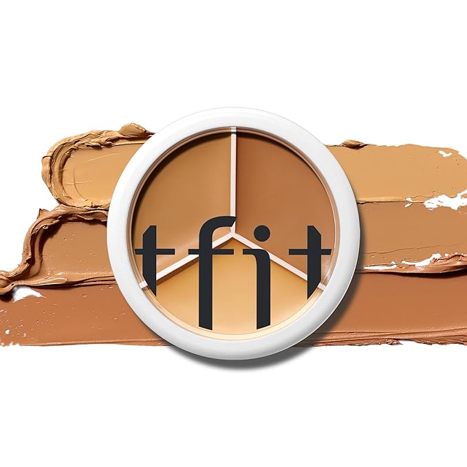TFIT Multi-Use Pot Concealer - Triple Palette | High-Pigmented, Full Coverage & Crease-Proof | Korean Concealer for Dark Circles, Redness & Blemishes (04 Dark, 0.52 Oz)