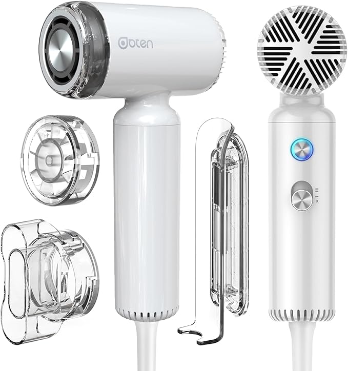 Mini Hair Dryer, High-Speed Blow Dryer with 110,000RPM Brushless Motor, Magnetic Diffuser, Negative Ionic Technology for Fast Drying, Compact & Lightweight for Home & Travel (White)