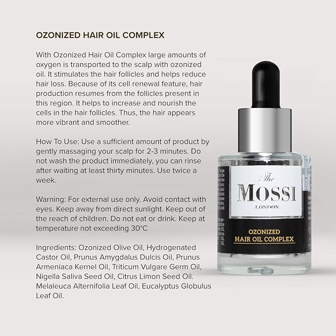 The Mossi London Ozonized Scalp Oil, Hair growth Complex, Hair oil for Dry Scalp, Hair Growth oil For Man, Woman, Scalp Treatment, All Hair Types (1.01 fl Oz. - 30 ml)