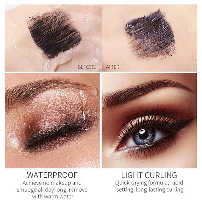 Silk Fiber Lash Mascara Smudge-Proof Extension Voluminous Fiber Mascara Natural & Waterproof Long-Lasting No Flaking/No Clumping (3 Packs)