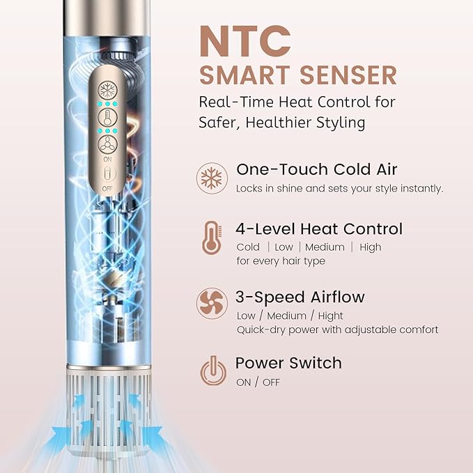 8 in 1 High-Speed Hair Styler & Hair Dryer Brush Set – 110,000 RPM Ionic Hot Air Styler with Auto Air-Wrap Curlers, Diffuser, Volumizer & Thermal Brush for Fast Drying & Frizz-Free Shine