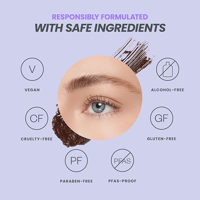 Wonderskin Infinite Rizz Mascara - Brown Mascara for Volume and Length, Long-Wear, Smudge-Proof & Water-Resistant Volumizing Lash Makeup (Brown)