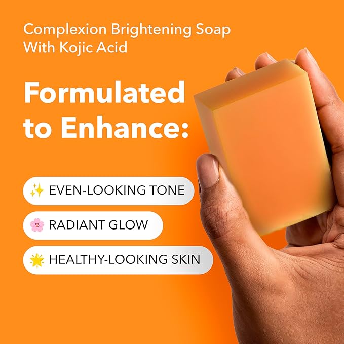 Kojic Acid Complexion Brightening Soap Bar with Vitamin C, Turmeric, Retinol, Collagen & Hyaluronic Acid – Brightening Face & Body Soap – Supports Brighter Skin, Even Skin Tone – 3 Pack