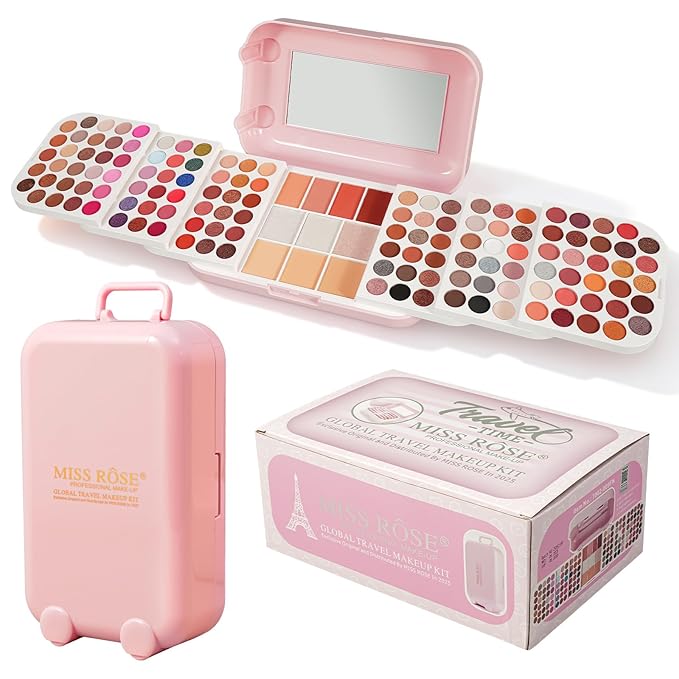 Professional Makeup Kit for Women,140 Colors Cosmetic Make up Palette Set Kit Combination,Include Eyeshadow,Blush,Highlighter, Pressed Powder,Makeup Gift Set for Women Girls &Teens (Pink N)