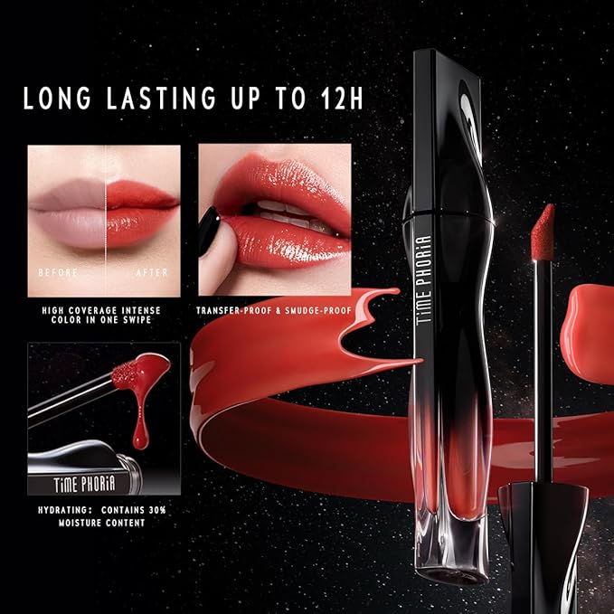 Stellar Dust Lip Stain 18 Terra, Transfer-Proof & Smudge-Proof Lip Gloss, Terracotta Orange Tinted Glossy Finish, High-Pigment Vibrant, Hydrating Lightweight Long-Lasting Lip Makeup