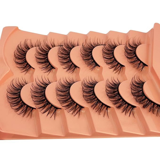 Wispy Lashes False Eyelashes Natural Look, Yasnai Lash Fake Lashes Volume Lashes, Natural Eyelash Strips Lashes Natural Eyelashes 6 Pairs Pack