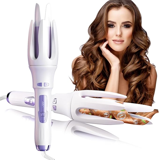 TGTNG® Automatic Hair Curler,Automatic Curling Iron with 4 Temperatures,Dual Voltage Rotating Curling Iron with 1 1/4 inch Fast Heating and Auto Shut-Off for Professional Hair Styling