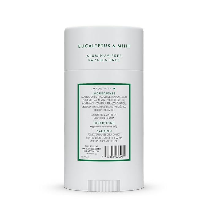 Native Deodorant | Natural Deodorant for Men, Aluminum Free with Baking Soda, Coconut Oil and Shea Butter | Eucalyptus & Mint
